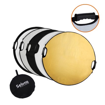 Selens 5-in-1 Handle 43 in 110cm Round Reflector for Photography Photo Studio Lighting and Outdoor Lighting