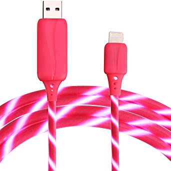 BEISTE Lightning Cable (2.6ft) Visible Flowing EL Light Cord Charge and Sync Cable for iPhone 7/6/6s/Plus/5s/5/SE/iPad Mini/Air/Pro(Pink)