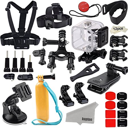 Kupton GoPro Hero 5 Session/ Hero Session Bundle Action Camcorder Camera Accessories Mounts Waterproof Housing Case Chest Head Bike Car Backpack Clip Mount