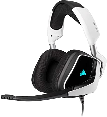 Corsair Void Elite RGB USB Gaming Headset (7.1 Surround Sound, Optimised Omnidirection Microphone, Customisable RGB Lighting, Microfibre Mesh Fabric Earpads, Aluminium Construction) - White