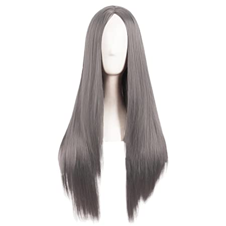 MapofBeauty 28 Inch/70cm Women Special Natural Long Straight Synthetic Wig (Granny Gray)