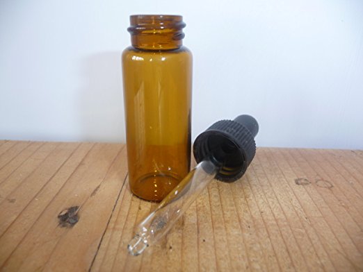 One 10ml Amber Glass Bottle with Dropper Pipette