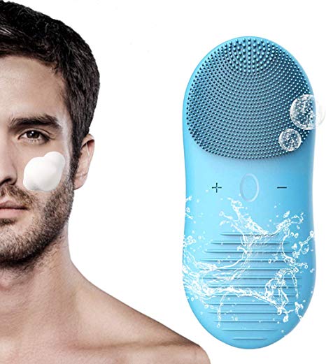 Electric Facial Cleansing Brush, Silicone Face Brush Vibrating Waterproof Cleansing System with Wireless Charging Base, Facial Cleaner and Massager, Sonic Facial Cleaning Brush for Face SPA Skin Care