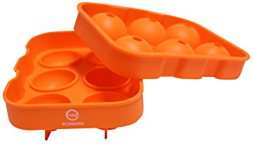 ECOSENS Silicone Ice Sphere Maker for Whiskey - 6 x 4.5cm Ice Ball Tray Orange