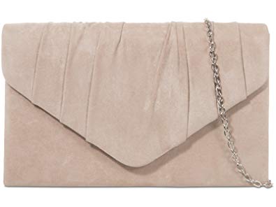 fi9® PLAIN SUEDE PLEATED WEDDING LADIES PARTY PROM EVENING CLUTCH HAND BAG PURSE