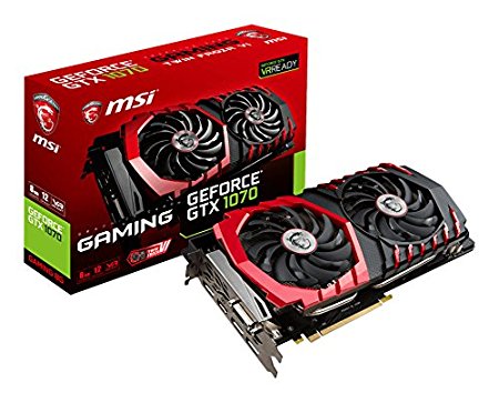 MSI GTX 1070 GAMING 8G NVIDIA GeForce Graphics Card - Black (8 GB GDDR5, 256 Bit , 7680 x 4320, 279 x 140 x 42mm)