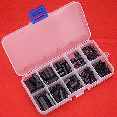 Hilitchi 120Pcs M3 Nylon Hex Spacers Screw Nut Standoff Plastic Accessories Assortment (Black)