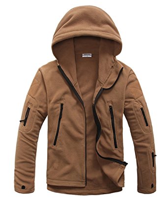 Chartou Men's Breathable Front-Zip Softshell Fleece Hoodies Jacket with Hood