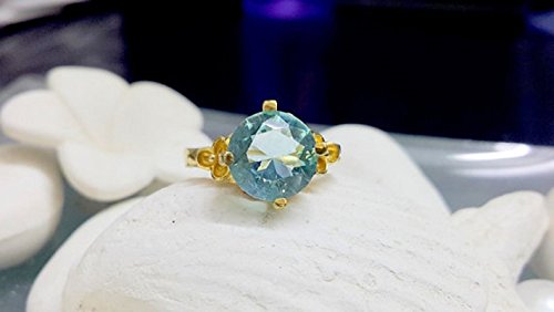 Aquamarine ring,flowers ring,prong setting ring,14k gold filled ring,gemstone ring,wedding ring,march birthstone ring,cocktail ring