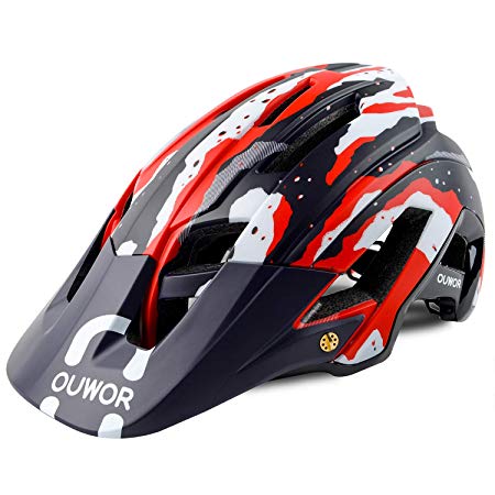 OUWOR Road & Mountain Bike/MTB Helmet, CPSC Certified, with Removable Visor and Adjustable Dial