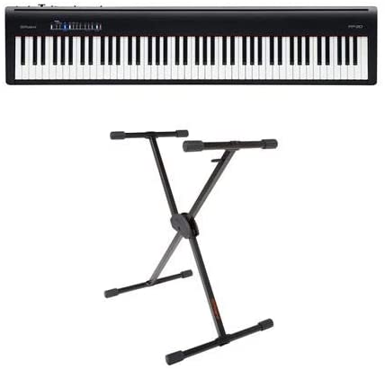 Roland Roland FP-30 Digital Piano (Black) - With Roland KS-10X Single Brace Adjustable X-Style Keyboard Stand