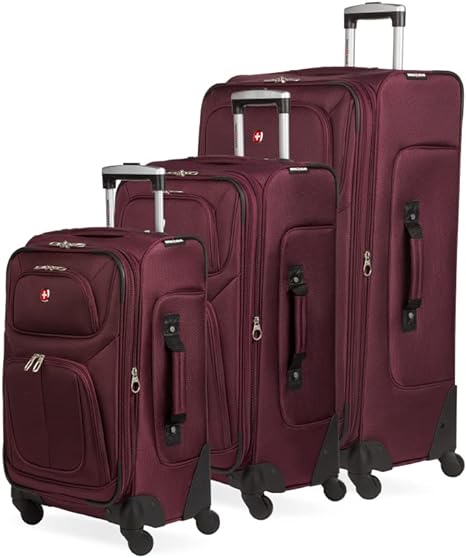 SwissGear Sion Softside Expandable Luggage, Merlot, 3-Piece Set (21/25/29)