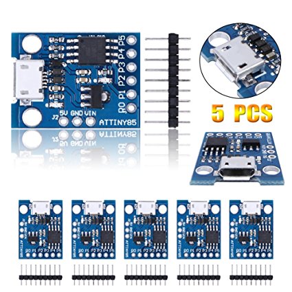 Alloet 5Pcs Micro USB Development Board Digispark Kickstarter Attiny85 Support for the Arduino IDE 1.0  (OSX/Win/Linux) (1 Pc, 2 Pcs, 5 Pcs, 10 Pcs)