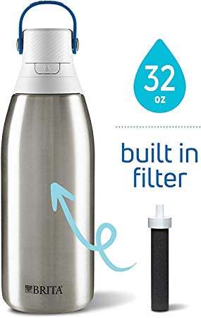 Brita Stainless Steel Insulated Water Bottle with Filter, 32 oz