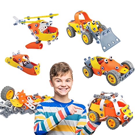 AMOSTING Engineering Toys STEM Construction Building Blocks Set Educational Learning Kit for Kids – 148pcs