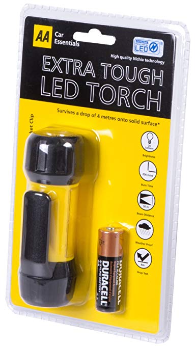 AA Car Essentials Extra Tough Torch Including Duracell Batteries