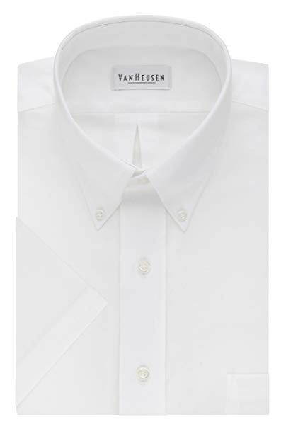Van Heusen Mens Dress Shirts Short Sleeve Oxford Solid Button Down Collar