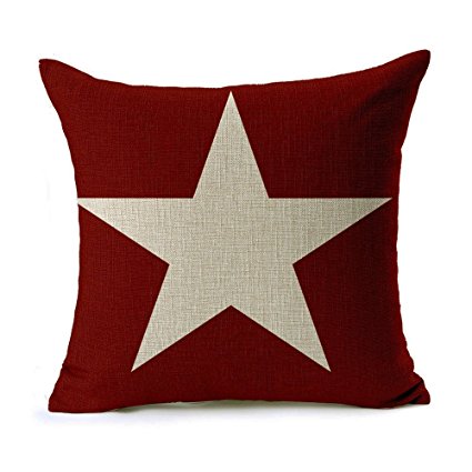 MARY ST 18x18 Inch Cotton Linen Decorative Throw Pillow Cover Cushion Case, Flag Stars Galaxy Red (star)