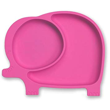 Sage Spoonfuls Sili Elephant Silicone Suction Divided Toddler Plate, Pink