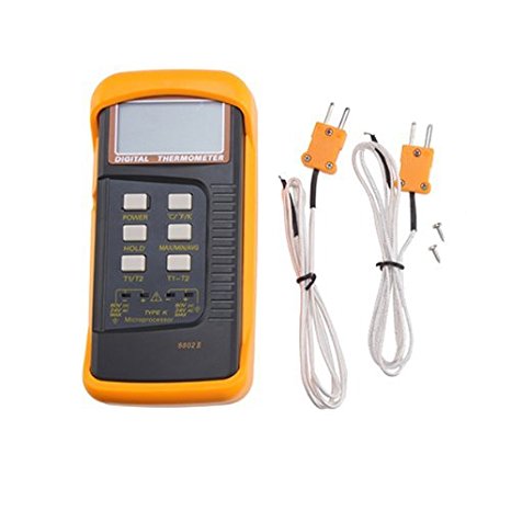 Actpe Dual Two Channel Digital Thermometer 2 K-Type Thermocouple Sensor 1300°C 2372°F