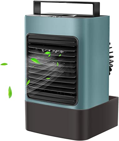 OVPPH Portable Air Conditioner, Personal Air Cooler Fan Mini Evaporative Cooler Desk Table Fan, Quiet Air Circulator Humidifier Misting Fan with 3 Speeds for Home Bedroom Office (Amry Green)