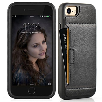 iphone 8 wallet case , iphone 7 / 8 Case , ZVE iphone 7 / 8 Case with Credit Card Holder Slot case with Wallet case shockproof leather wallet Case Cover for Apple iPhone 7 / 8 2017 - Black