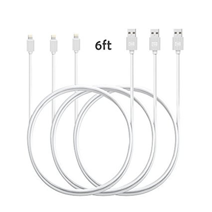 [Apple MFi Certified] USB to Lightning Cable 3-Pack/6-FT For iPhone iPad iPod Charging