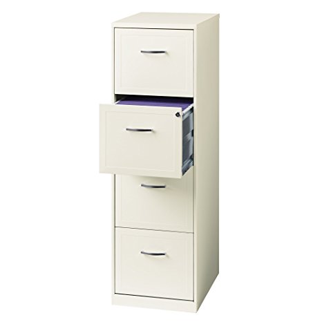 Space Solutions 18" 4-Drawer Metal File Cabinet, White (21619)