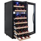 AKDY 21 Bottle Dual Zone Thermoelectric Freestanding Wine Cooler Cellar Chiller Refrigerator Fridge Quiet Operation with Wooden Shevles