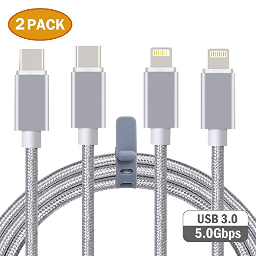 USB Type C Cable, LC-dolida USB C to Lighting iPhone Cable (3.3ft) for Charging and Data Transfer, Connecting your iPhone/iPod/iPad to MacBook and iPhone 8, iPhone 8 plus, iPhone x and More,3.0 Version,2 Pack