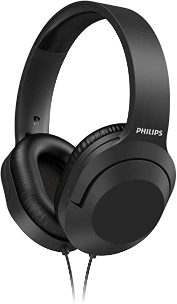 Philips Audio H2005BK/00 Over-Ear Stereo Headphones Wired (2 m Cable, 40 mm Neodymium Drivers, Passive Noise Isolation, Adjustable Headband, Lightweight) Black - 2020/2021 Model