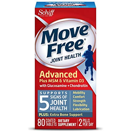 Move Free Advanced Plus MSM and Vitamin D3, 80 tablets - Joint Health Supplement with Glucosamine and Chondroitin