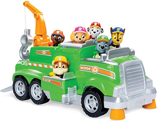 Paw Patrol, Rocky’s Total Team Rescue Recycling Truck with 6 Pups, for Kids Aged 3 & Up