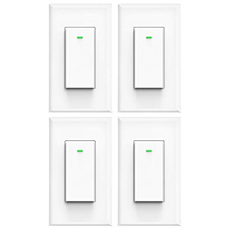 Smart Switch, WiFi smart Light Switch Works with Alexa Google Home and IFTTT, Neutral Wire Needed, with Remote Control, Timing Schedule, No hub Required(4 Pack)