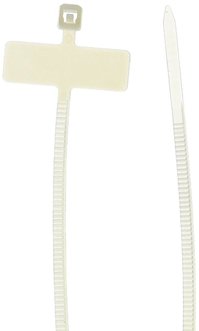 Monoprice Marker Cable Tie 4 inch 18LBS, 100pcs/Pack - White