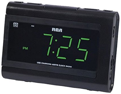 RCA Dual Wake Clock Radio with USB Charging
