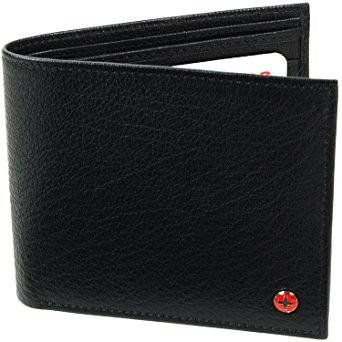 Alpine Swiss European Leather Wallet Oversized to Fit Euro & Pounds Commuter Trifold Bifold Hybrid