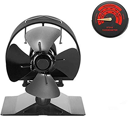 CRSURE Wood Stove Fan, 4-Blade Fireplace Fan Heat Powered, Thermal Fans for Wood Stoves/Burner/Wood Burning Stove Top, Eco Friendly Fans Specially for Pellet Stove (Mini Size)