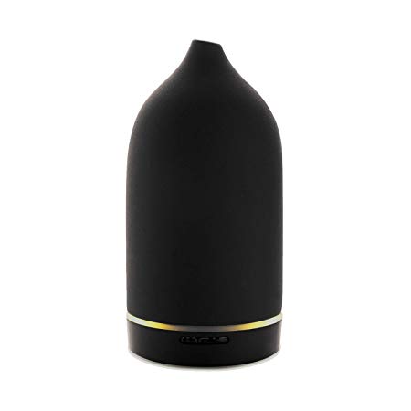 Toast Living CASA Hand-Crafted Ultrasonic Fragrance Essential Oil Diffuser for Aromatherapy, Ceramic Cover, Black Stone 100ml Capacity