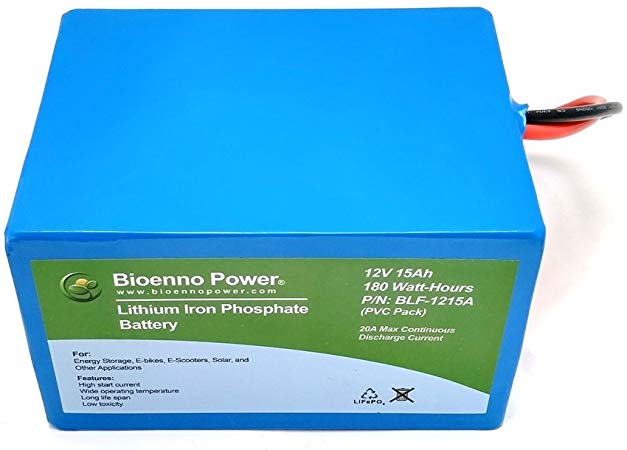 Bioenno Power 12V, 15Ah LFP LiFePO4 Lithium Iron Phosphate Battery (PVC, BLF-1215A)