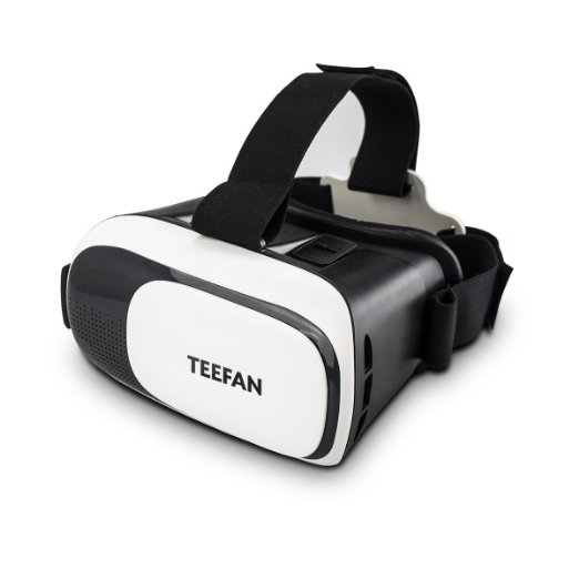 TEEFAN Virtual Reality Headset VR Helmet VR Headset Google Cardboard with Nose Padding QR Code Compatible for Android Samsung Note 4 Galaxy HTC LG iPhone 6 for 3D Movies and Video Games, White/Black