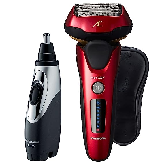 Panasonic Grooming Kit for Face, ES-ALV6HR   ER430K Bundle, ARC5 Five-Blade Electric Razor Plus Ear and Nose Hair Trimmer with Vacuum Cleaning System