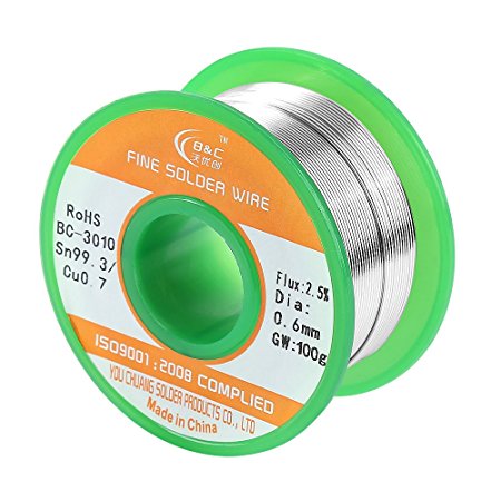WYCTIN Lead Free Solder Wire Sn99 Ag0.3 Cu0.7 with Rosin Core for Electrical Soldering 0.22lbs (0.6 mm)