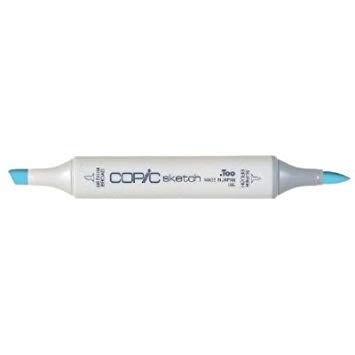 Copic Sketch Marker, Oval Shaped Barrel, Medium Broad and Super Brush Nibs, FBG2 Fluorescent Dull Blue/Green (FBG2-S)
