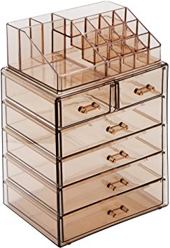 Sorbus Acrylic Cosmetic Makeup and Jewelry Storage Case Display - Spacious Design - Great for Bathroom, Dresser, Vanity and Countertop (4 Large, 2 Small Drawers, Bronze Glow)