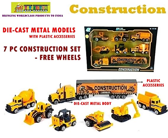TOY-STATION - DIE CAST Metal Play Set - Perfect Toy Set for Kids (Construction Set - Orange)