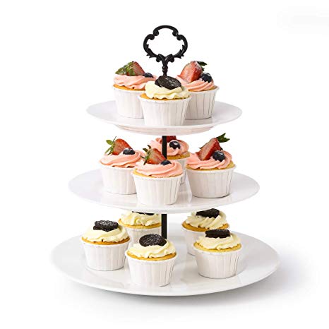 3 Tier Cupcake Stand Porcelain Cake Stand for Parties Round Serving Platter Perfect for Appetizer Dessert and Cupcake
