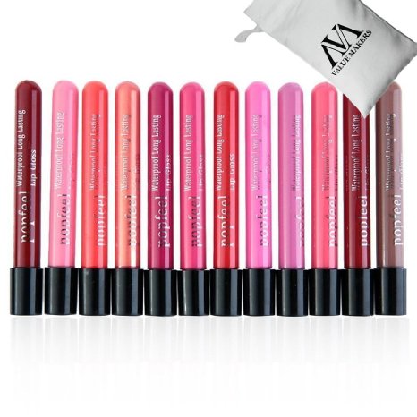 VALUE MAKERS 12 Colors/Set Waterproof Long Lasting Matte Lip Gloss Not Stick On Cup Lipstick Cosmetic-Not Fade Liquid Lip Pencil-Sexy Beauty Make up Cosmetics Tools Kit