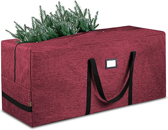 BALEINE 7.5 ft Christmas Tree Storage Bag, Heavy Duty 900D Oxford Fabric with Reinforced Handles and Dual Zippers Wide Opening, Extra Large Storage Container for Trees and Decorations (Red)