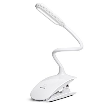 Led Clip Reading Light, Raniaco Reading Lamp, USB Rechargeable, Touch Switch Bedside Book Light with Good Eye Protection Brightness (White)